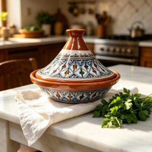 Berber Hand-Painted Ceramic Flame-Proof Stovetop Oven Tagine 30cm