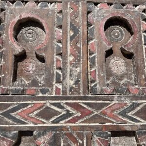 Antique Amazigh Berber Carved Wood Door Panel Wall Art