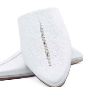 Amazigh White Babouche Shoes for Men Traditional Slipper Style