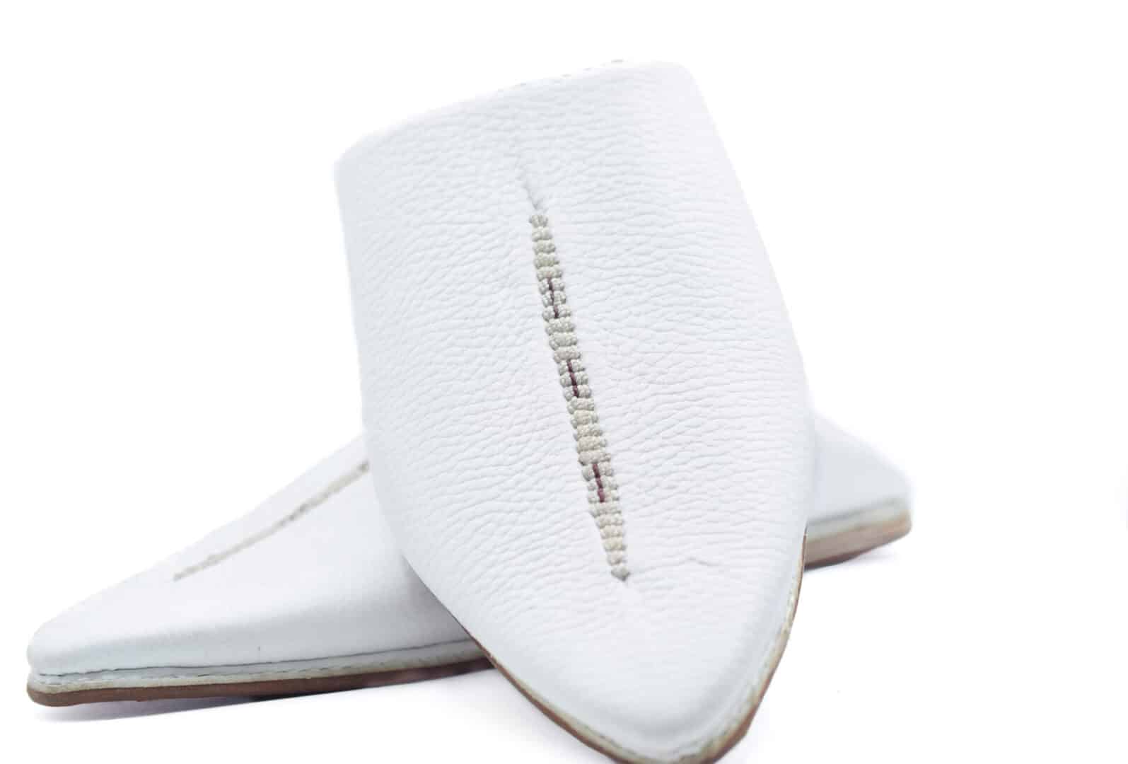 Amazigh White Babouche Shoes for Men Traditional Slipper Style