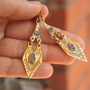 Berber Tuareg Labradorite or Garnet Gemstone Boho Earrings