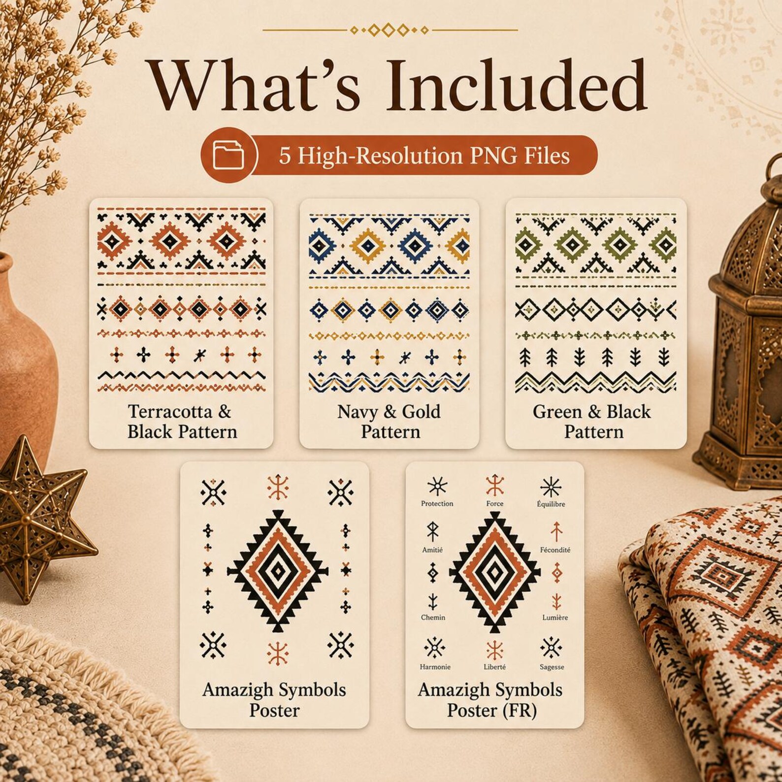 Berber Pack PNG Symboles Amazighs Geometric Motif Shirt