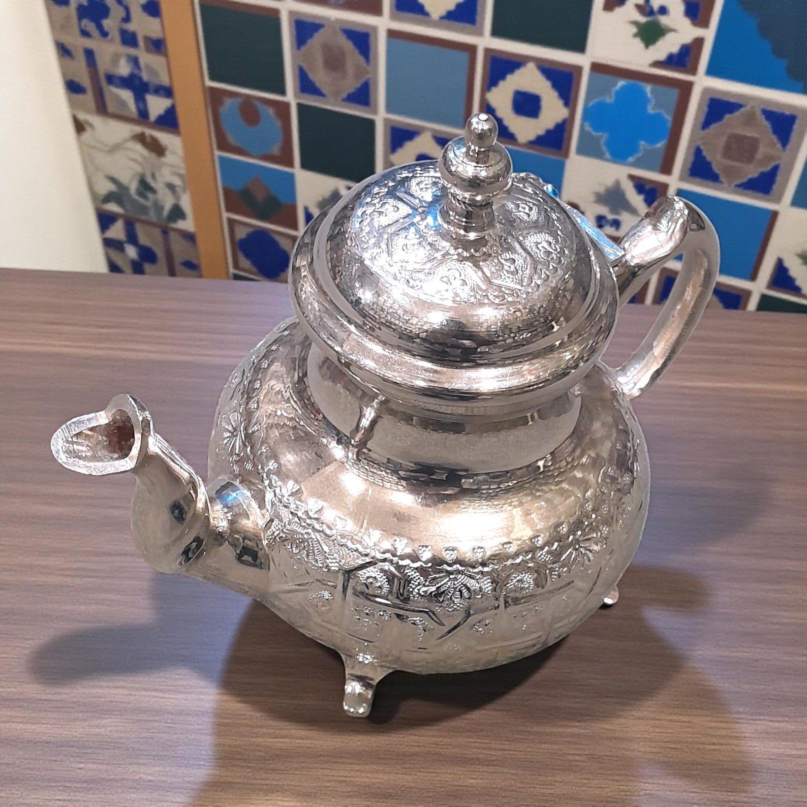 Amazigh Handcrafted Silver Teapot Traditional Engraved Tea Pot