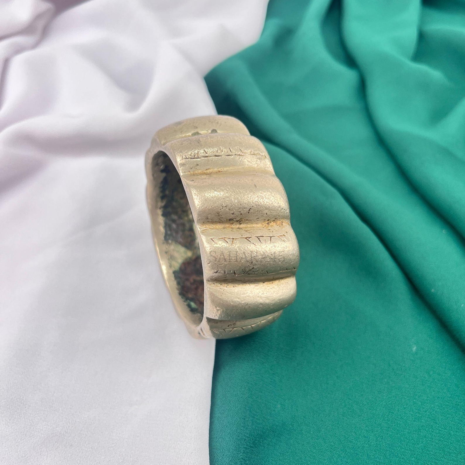 Berber Antique AIT ATTA Hand-Engraved 600 Silver Bracelet