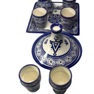 Amazigh serving table set teapot set ceramic handpainted serving set 8 Tagine