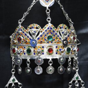 Handmade Amazigh Berber Taounza Silver Enamel Tribal Crown Headband