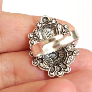 Amazigh Ring in métal argenté émaillé kabyle- - berbère