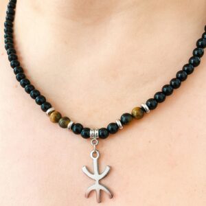 Amazigh Collier berbère femme homme avec perles naturelles