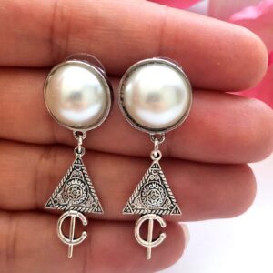 Amazigh Kabyle Fibule Pearl Berbères Stainless Steel Drop Earrings