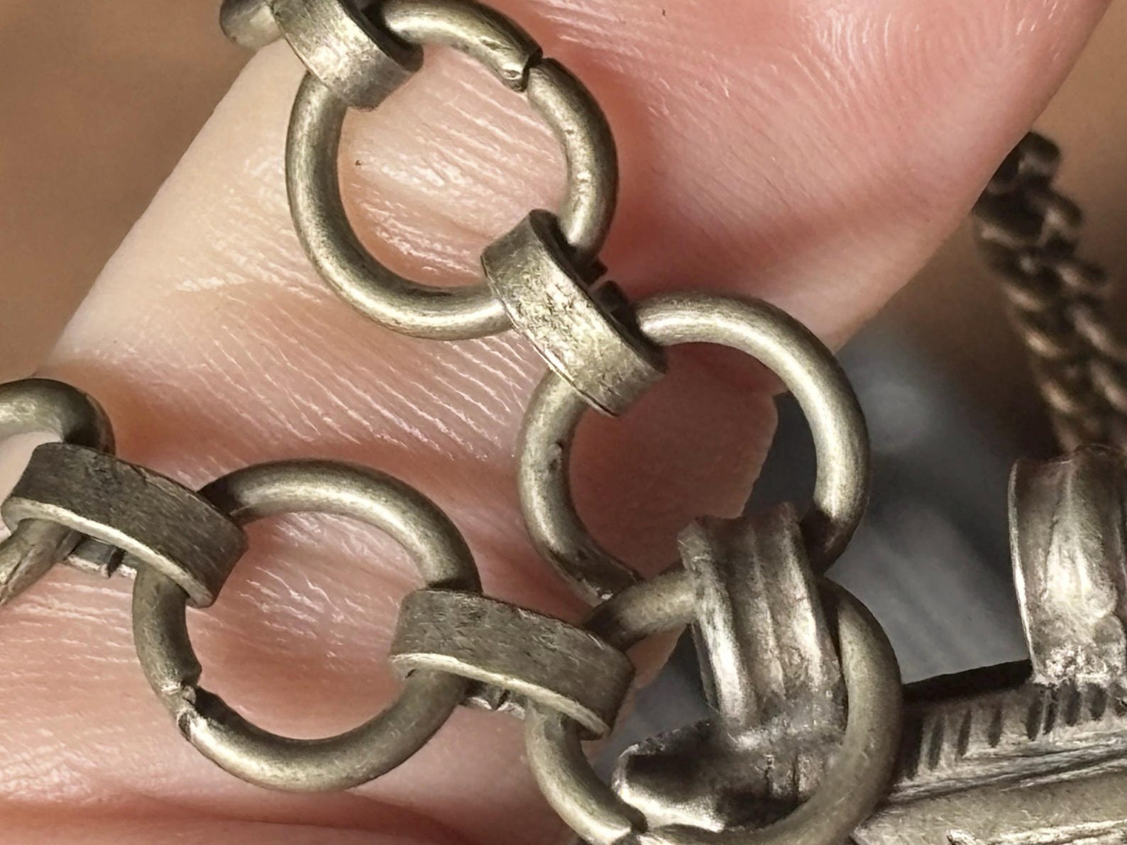 Berber Antique Hand Engraved Silver Alloy Amulet Necklace