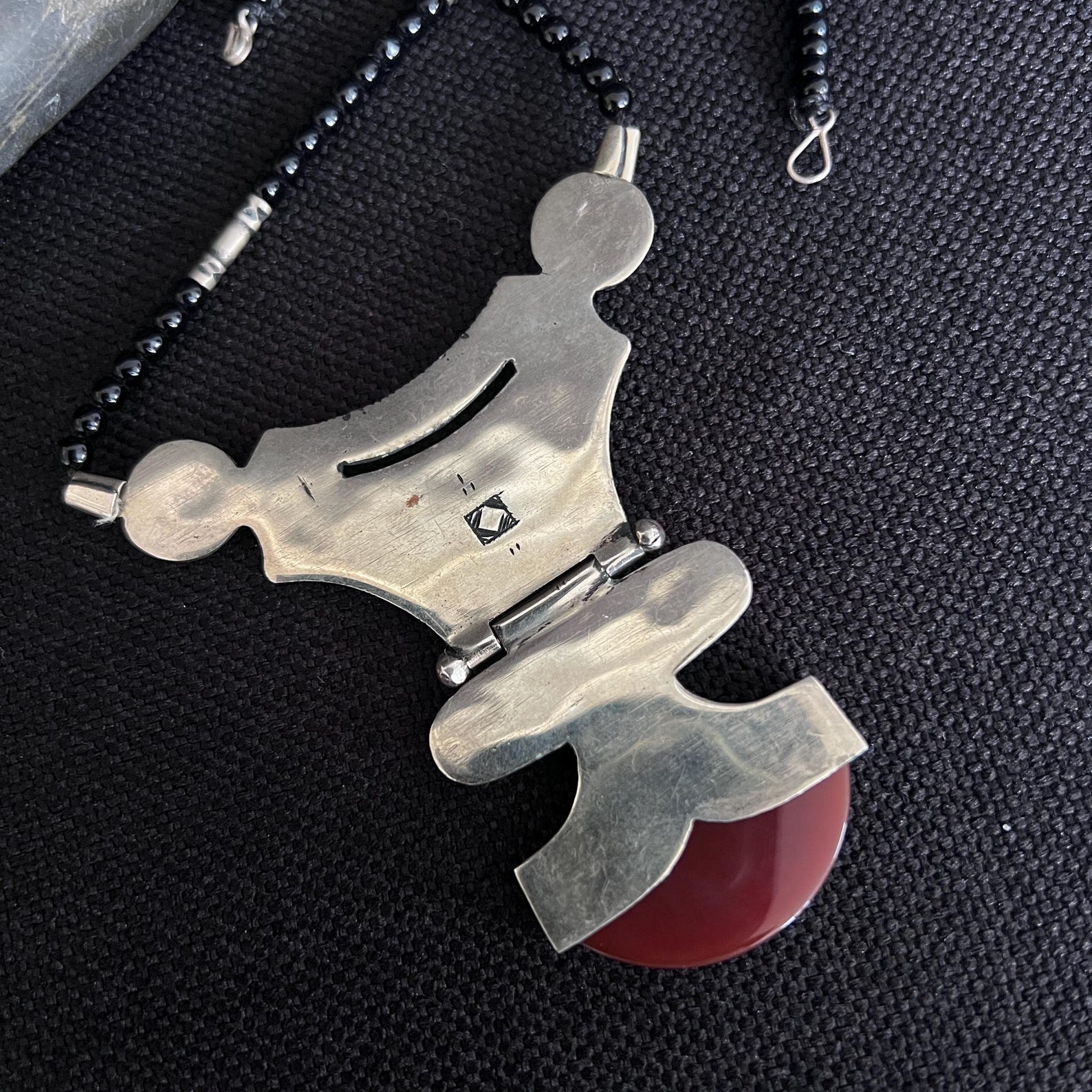Berber Tanfouk Silver Carnelian Morocco Tuareg Necklace Et5083