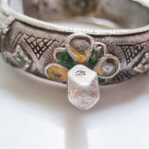 Amazigh Vintage Silver Knob Yellow Bracelet From Morocco