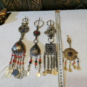 Amazigh Handmade Vintage Beaded Enamel Tribal Fibula Brooch
