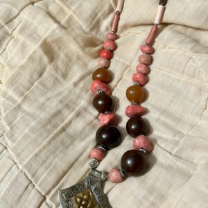 Berber Handmade Colorful Stamped Pendant Beaded Vintage Necklace