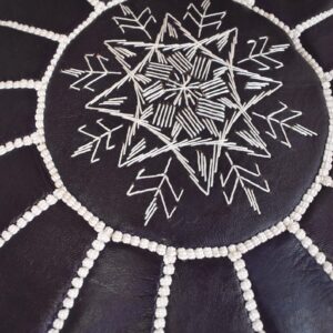 Berber Artisanal Leather Pouffe Handmade Delivered stuffed Pouf