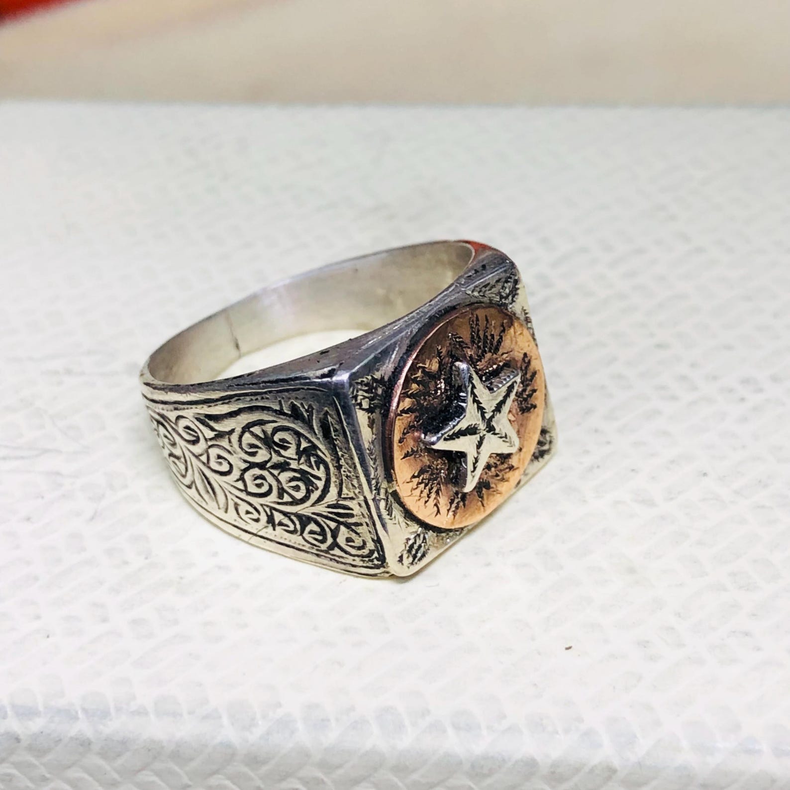 Handmade Berber Tuareg Engraved 925 Sterling Silver Adjustable Ring