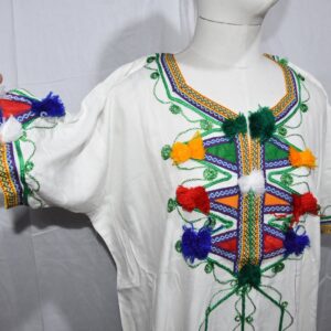 Amazigh Caftan Clothing Cotton White Red Tuareg Kaftan