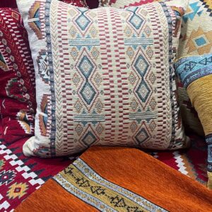 Handmade Amazigh Berber Cotton Chenille Woven Pattern Throw Pillow