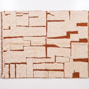 Berber Custom Design Wool Neutral Geometric Living Room Rug