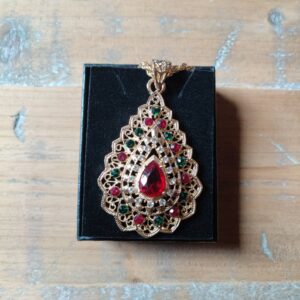 Berber Gold Tone Stone Pendant Necklace for Heritage Style