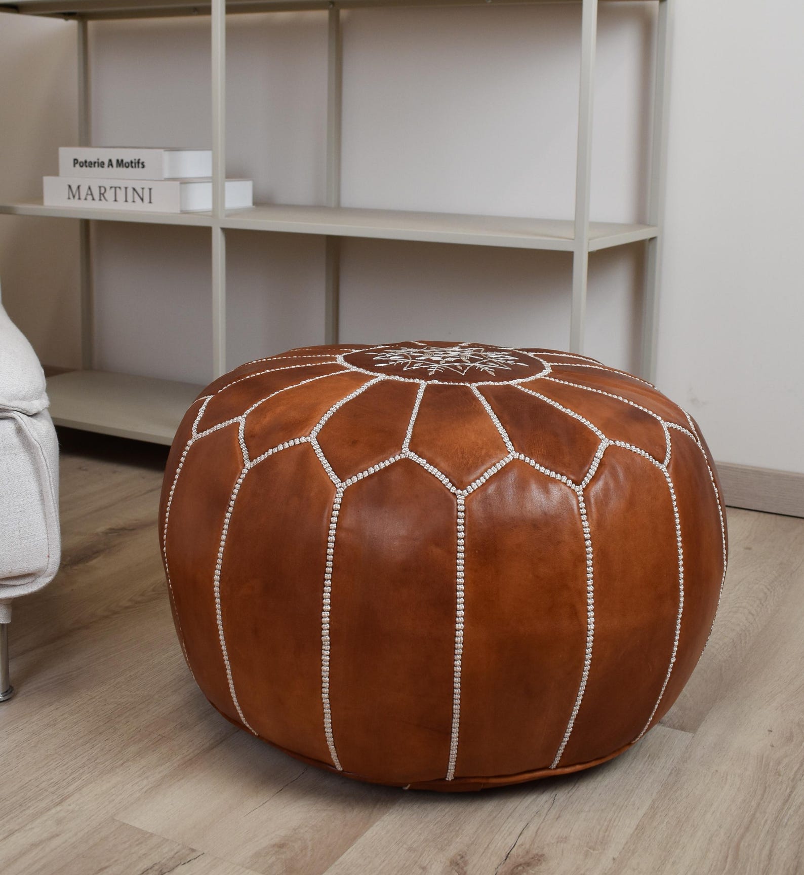 Amazigh Vegetal Soft Leather Handmade Delivered stuffed Pouf