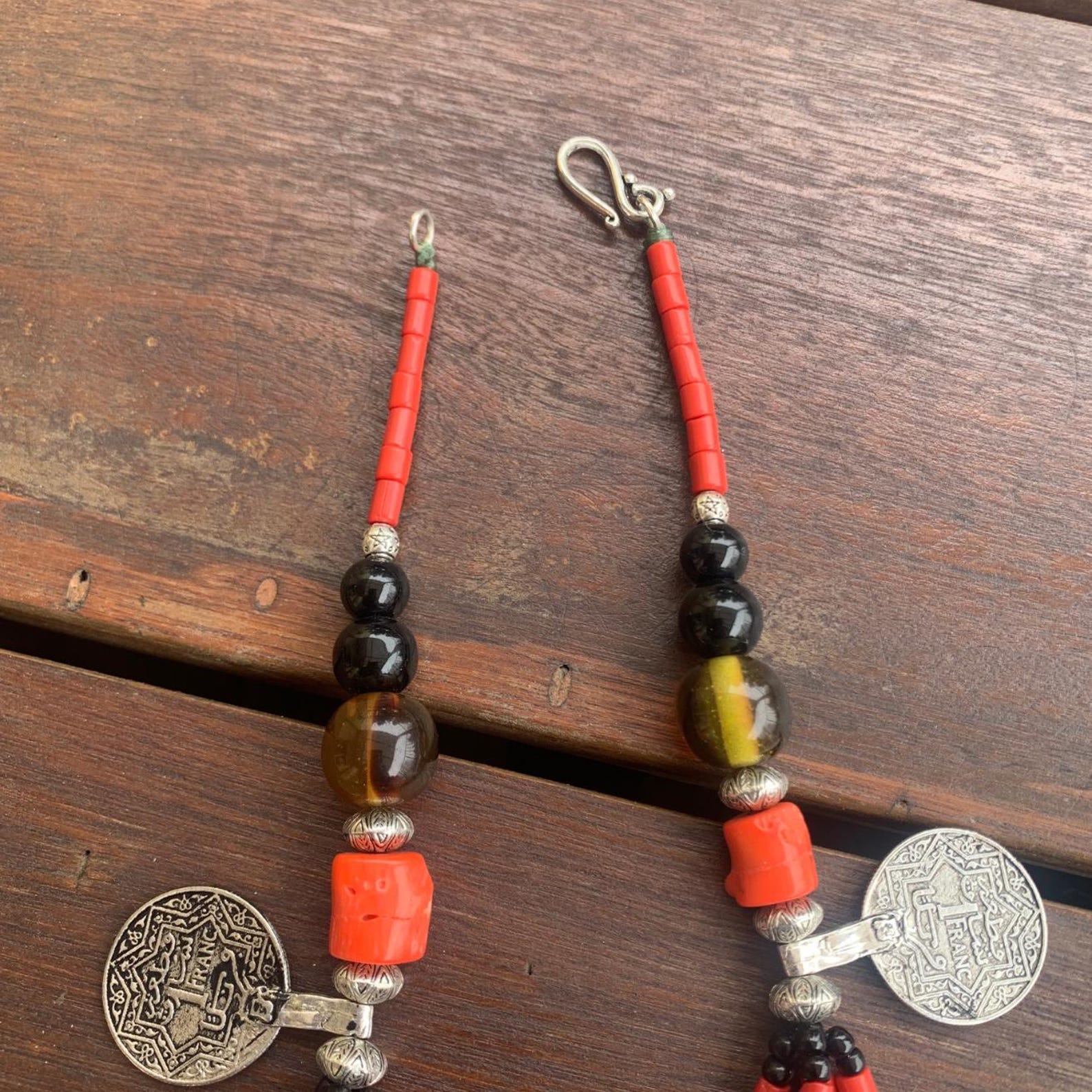 Berber African Turquoise Tribal Beads Vintage Necklace Jewelry