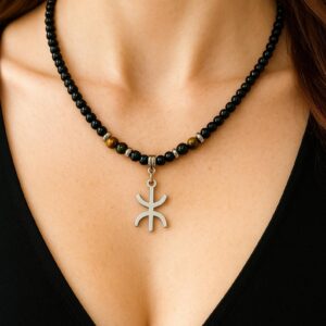 Amazigh Collier berbère femme homme avec perles naturelles