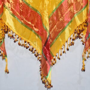 Berber Headdress Head Coin Trim Yellow Green Scarf