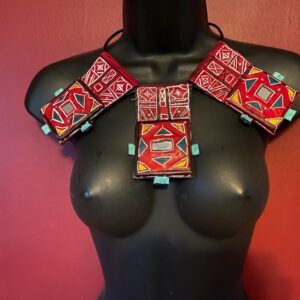 Amazigh Taureg Leather Necklace XL Colorful African on leather braided rope OOAK