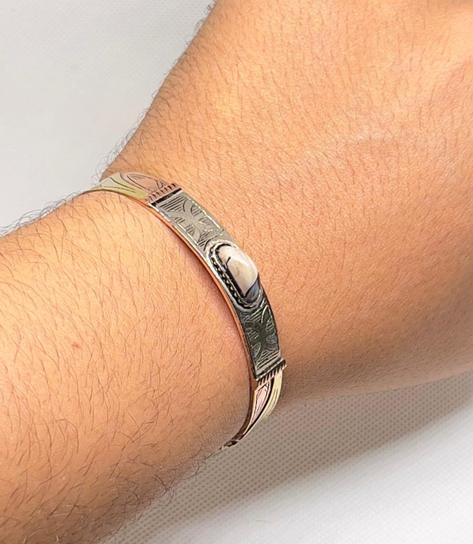 Handmade Amazigh Berber Amber Pure Copper Adjustable Bangle Bracelet