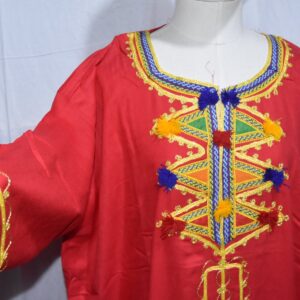 Amazigh Caftan Clothing Cotton White Red Tuareg Kaftan