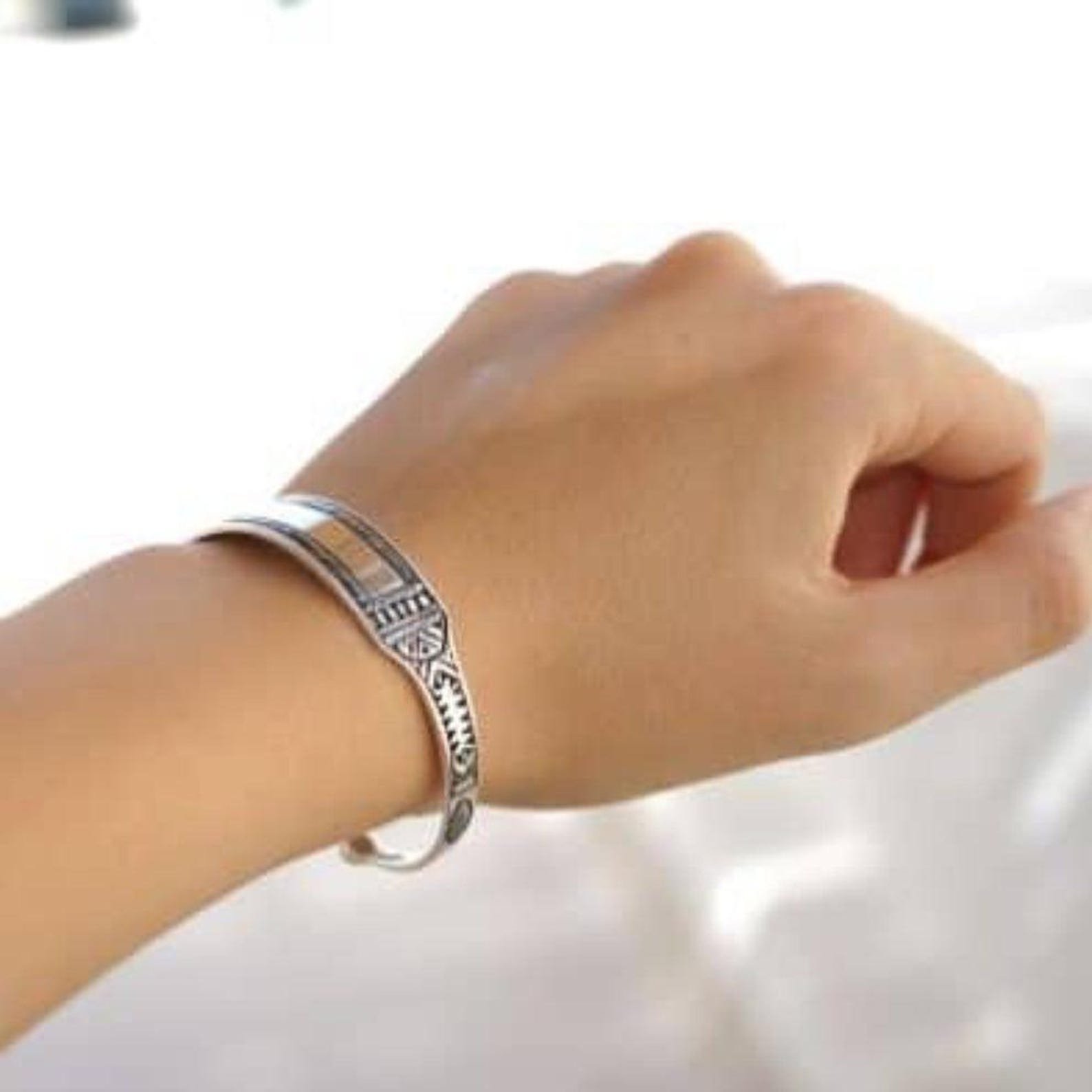 Berber Handmade 925 Sterling Silver Cuff Bracelet Heritage