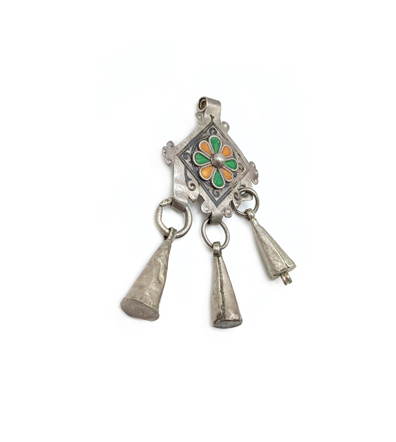 Berber Antique ( ) pendant silver and enamel old amulet South Necklace