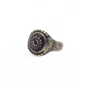 Amazigh Antique Silver Chevron Bead Ring Size 7