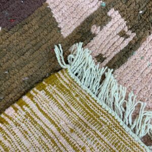 Berber Amazigh Beni Ourain Natural Wool Abstract Motif Rug