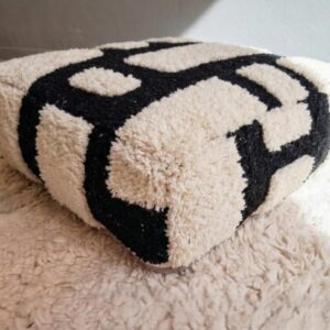 Berber Beni Ourain Floor Cushion Handmade Pouf Ottoman