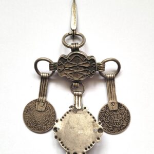 Amazigh Silver Pendant with Vintage Coin Charms Pendentif