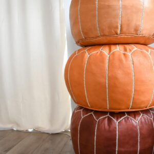 Berber Vegetal Soft Leather Handmade Delivered stuffed Pouf