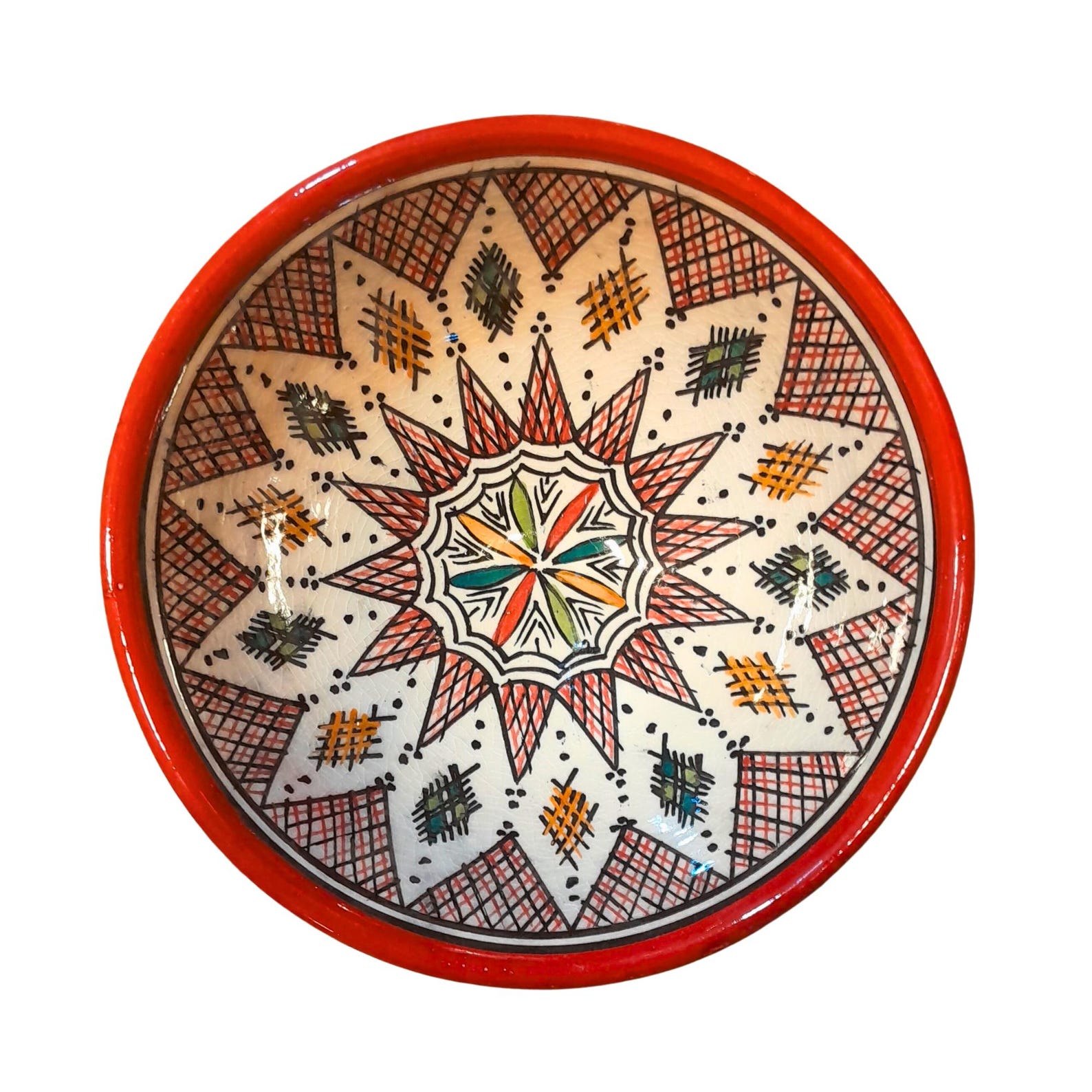 Berber Handmade Ceramic Bowls Set Traditional Red Bowl