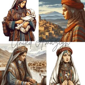 Amazigh Woman Portrait Berber Kabyle PNG Digital Art Download
