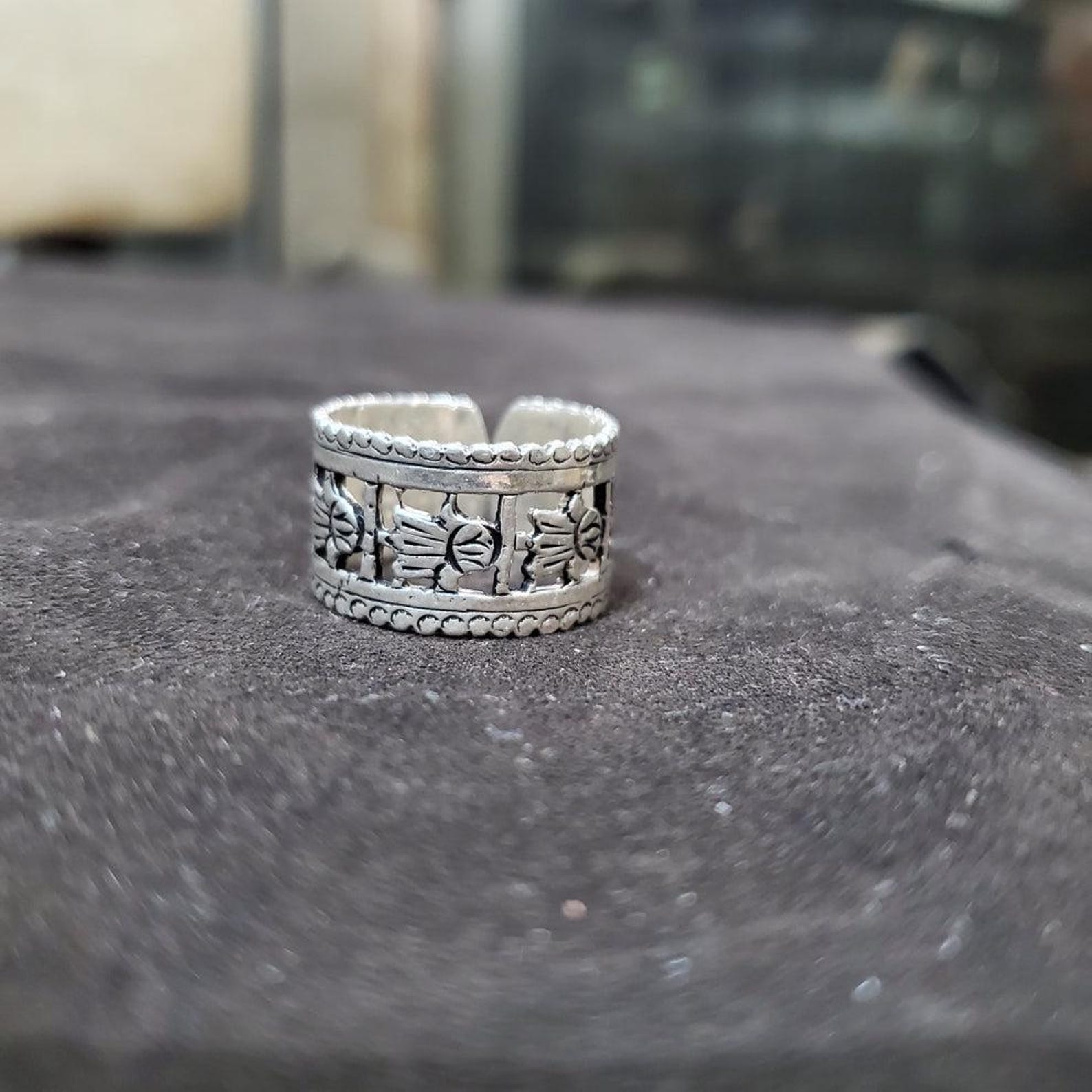 Handmade Berber Amazigh 925 Sterling Silver Khomsa Hamsa Adjustable Ring