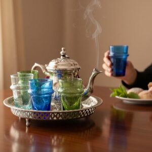Berber Handmade Tea Set Traditional Silver Teapot Tray