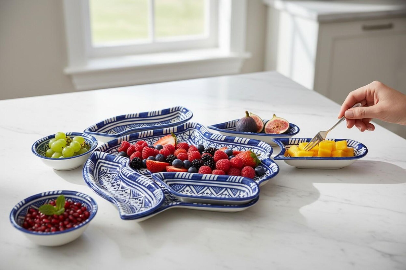 Amazigh Elegant Serving Set Pieces Handmade Ceramic Piece