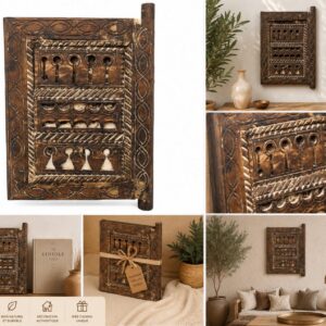 Berber Antique Hand Carved Wooden Panel Wall Art Decor