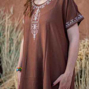 Berber Handmade Cotton Symbol Screen Printed Gandora Kaftan