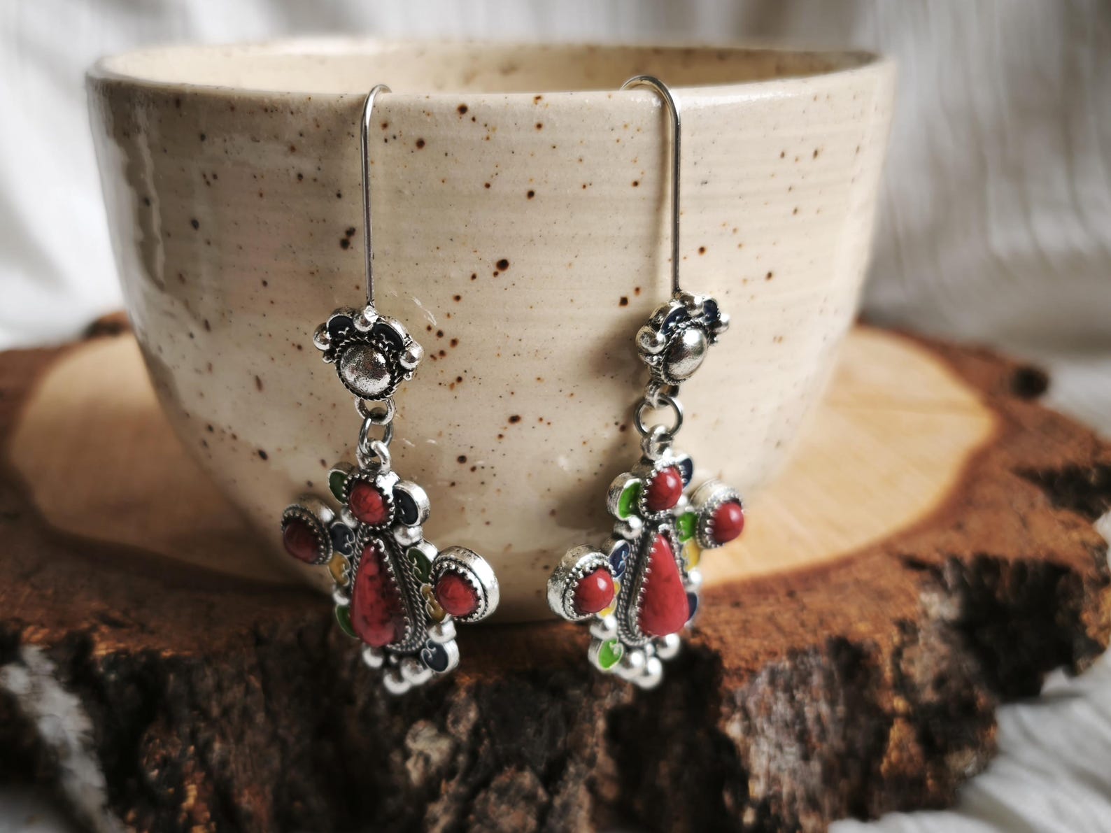 Traditional Kabyle Amazigh Berbères Handmade Colorful Dangle Earrings