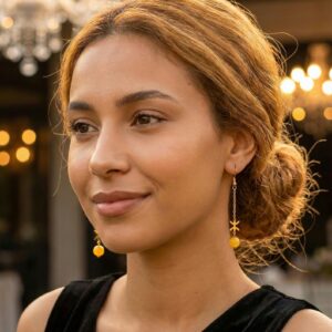 Amazigh Boucles d'oreilles YAZ tifinagh acier inoxydable avec pierres naturelles Adaptation moderne
