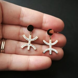 Amazigh Kabyle Berber Tifinagh Yaz Sparkling Gold Drop Earrings