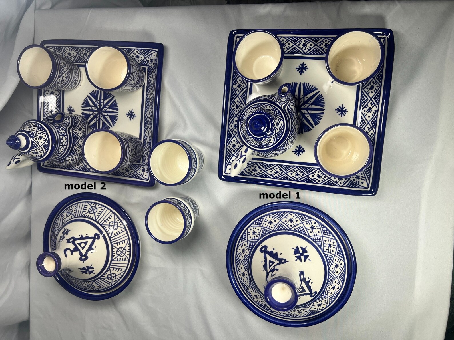 Amazigh serving table set teapot set ceramic handpainted serving set 8 Tagine