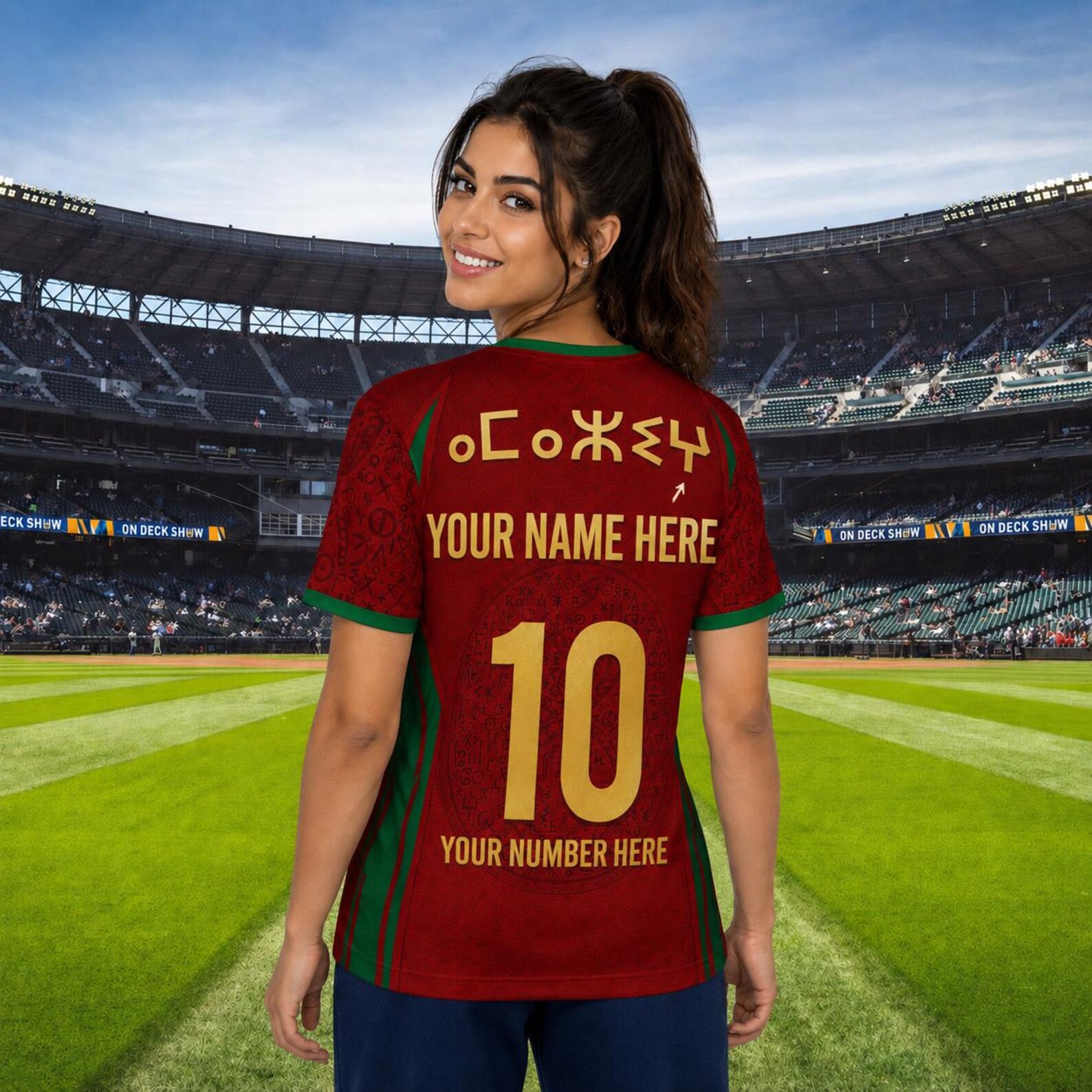 Personalized Amazigh Tamazight Tifinagh Custom Name Football T-Shirt